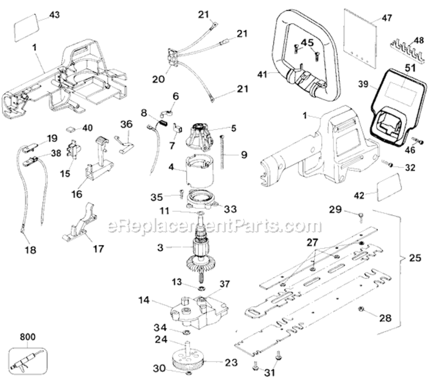 Page A Diagram and Parts List for HS1022 Type 2 Black and Decker Hedge Trimmer